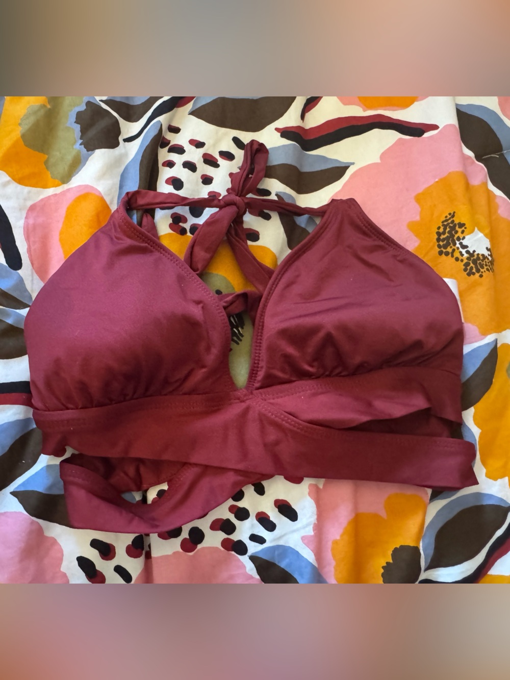 Kona Sol Deep Maroon Bikini Top